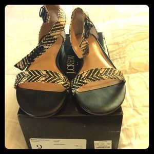 J Crew Raffia Ankle Strap Sandals